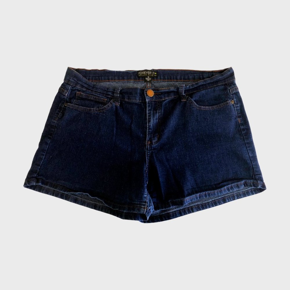 Forever 21 Plus Size Dark Blue Denim Stretch Shorts size 16